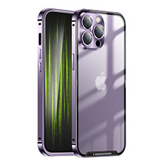 Luxury Metal Frame and Plastic Back Cover Case LK1 for Apple iPhone 13 Pro Purple