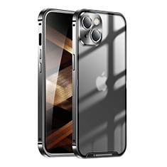 Luxury Metal Frame and Plastic Back Cover Case LK1 for Apple iPhone 15 Black