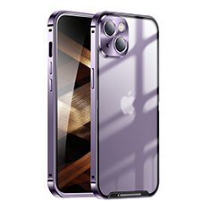 Luxury Metal Frame and Plastic Back Cover Case LK1 for Apple iPhone 15 Plus Purple