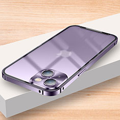 Luxury Metal Frame and Plastic Back Cover Case LK2 for Apple iPhone 15 Purple