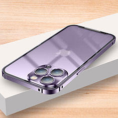 Luxury Metal Frame and Plastic Back Cover Case LK2 for Apple iPhone 16 Pro Purple