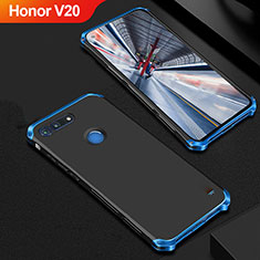 Luxury Metal Frame and Plastic Back Cover Case M01 for Huawei Honor V20 Blue and Black