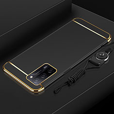 Luxury Metal Frame and Plastic Back Cover Case P01 for Oppo A55 5G Black