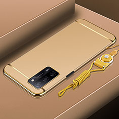 Luxury Metal Frame and Plastic Back Cover Case P01 for Oppo A55 5G Gold