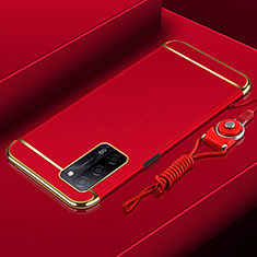 Luxury Metal Frame and Plastic Back Cover Case P01 for Oppo A55 5G Red