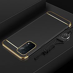 Luxury Metal Frame and Plastic Back Cover Case P01 for Oppo A74 5G Black