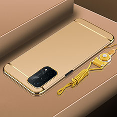 Luxury Metal Frame and Plastic Back Cover Case P01 for Oppo A74 5G Gold