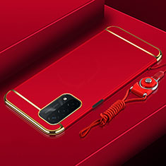 Luxury Metal Frame and Plastic Back Cover Case P01 for Oppo A74 5G Red