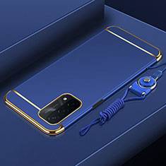 Luxury Metal Frame and Plastic Back Cover Case P01 for Oppo A93 5G Blue