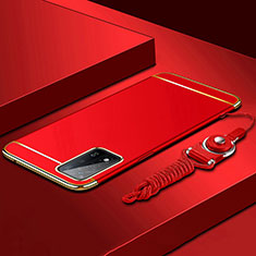 Luxury Metal Frame and Plastic Back Cover Case P01 for Oppo A93s 5G Red