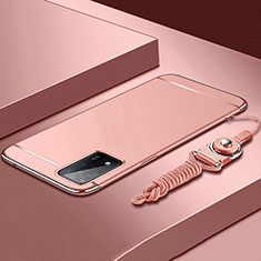 Luxury Metal Frame and Plastic Back Cover Case P01 for Oppo A93s 5G Rose Gold