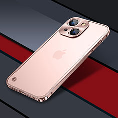 Luxury Metal Frame and Plastic Back Cover Case QC1 for Apple iPhone 14 Rose Gold