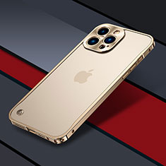 Luxury Metal Frame and Plastic Back Cover Case QC1 for Apple iPhone 16 Pro Gold