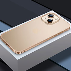 Luxury Metal Frame and Plastic Back Cover Case QC3 for Apple iPhone 15 Plus Gold