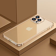 Luxury Metal Frame and Plastic Back Cover Case QC4 for Apple iPhone 13 Pro Gold