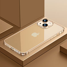 Luxury Metal Frame and Plastic Back Cover Case QC4 for Apple iPhone 15 Gold