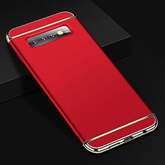 Luxury Metal Frame and Plastic Back Cover Case T01 for Samsung Galaxy S10 Plus Red