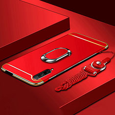 Luxury Metal Frame and Plastic Back Cover Case with Finger Ring Stand A01 for Huawei Honor 9X Pro Red