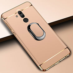 Luxury Metal Frame and Plastic Back Cover Case with Finger Ring Stand A01 for Huawei Mate 20 Lite Gold