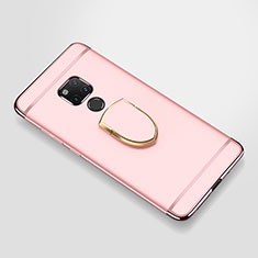 Luxury Metal Frame and Plastic Back Cover Case with Finger Ring Stand A01 for Huawei Mate 20 X 5G Rose Gold