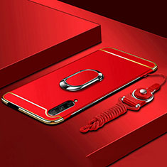 Luxury Metal Frame and Plastic Back Cover Case with Finger Ring Stand A01 for Huawei P Smart Pro (2019) Red