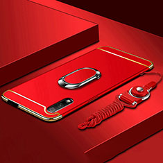 Luxury Metal Frame and Plastic Back Cover Case with Finger Ring Stand A01 for Huawei P Smart Z (2019) Red