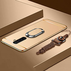 Luxury Metal Frame and Plastic Back Cover Case with Finger Ring Stand A01 for Realme X2 Pro Gold