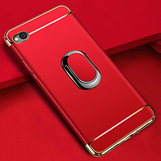 Luxury Metal Frame and Plastic Back Cover Case with Finger Ring Stand A01 for Xiaomi Redmi Go Red