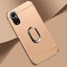 Luxury Metal Frame and Plastic Back Cover Case with Finger Ring Stand for Huawei Honor 50 5G Gold