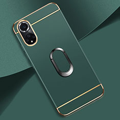 Luxury Metal Frame and Plastic Back Cover Case with Finger Ring Stand for Huawei Honor 50 5G Midnight Green