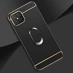 Luxury Metal Frame and Plastic Back Cover Case with Finger Ring Stand for Huawei Nova 8 SE 4G Black