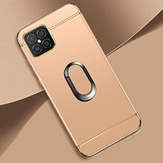 Luxury Metal Frame and Plastic Back Cover Case with Finger Ring Stand for Huawei Nova 8 SE 4G Gold