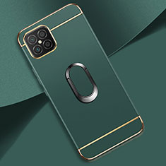 Luxury Metal Frame and Plastic Back Cover Case with Finger Ring Stand for Huawei Nova 8 SE 4G Midnight Green