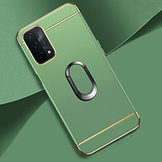 Luxury Metal Frame and Plastic Back Cover Case with Finger Ring Stand P02 for Oppo A54 5G Matcha Green