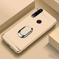 Luxury Metal Frame and Plastic Back Cover Case with Finger Ring Stand T01 for Huawei Honor 20E Gold