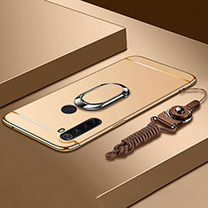 Luxury Metal Frame and Plastic Back Cover Case with Finger Ring Stand T01 for Xiaomi Redmi Note 8T Gold