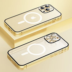 Luxury Metal Frame and Plastic Back Cover Case with Mag-Safe Magnetic Bling-Bling LF1 for Apple iPhone 14 Pro Gold