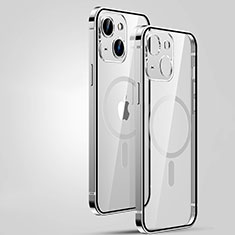 Luxury Metal Frame and Plastic Back Cover Case with Mag-Safe Magnetic JL3 for Apple iPhone 13 Silver