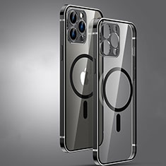 Luxury Metal Frame and Plastic Back Cover Case with Mag-Safe Magnetic JL3 for Apple iPhone 14 Pro Black