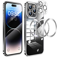 Luxury Metal Frame and Plastic Back Cover Case with Mag-Safe Magnetic LF3 for Apple iPhone 16 Pro Max Black