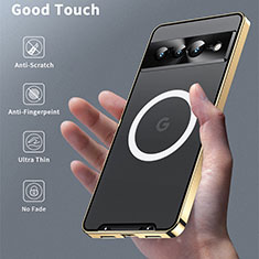 Luxury Metal Frame and Plastic Back Cover Case with Mag-Safe Magnetic LK1 for Google Pixel 7 Pro 5G Gold