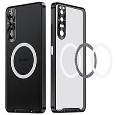 Luxury Metal Frame and Plastic Back Cover Case with Mag-Safe Magnetic LK1 for Sony Xperia 1 IV Black