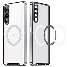 Luxury Metal Frame and Plastic Back Cover Case with Mag-Safe Magnetic LK1 for Sony Xperia 1 IV Silver