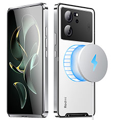 Luxury Metal Frame and Plastic Back Cover Case with Mag-Safe Magnetic LK1 for Xiaomi Redmi K60 Ultra 5G Silver