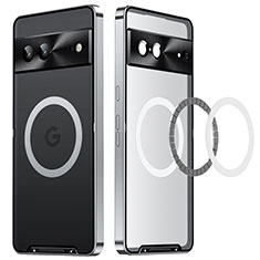 Luxury Metal Frame and Plastic Back Cover Case with Mag-Safe Magnetic LK2 for Google Pixel 7 5G Silver