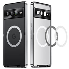 Luxury Metal Frame and Plastic Back Cover Case with Mag-Safe Magnetic LK2 for Google Pixel 7 Pro 5G Silver