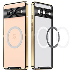 Luxury Metal Frame and Plastic Back Cover Case with Mag-Safe Magnetic LK2 for Google Pixel 8 5G Gold
