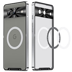 Luxury Metal Frame and Plastic Back Cover Case with Mag-Safe Magnetic LK2 for Google Pixel 8 5G Silver