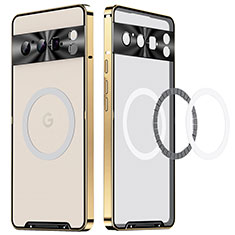 Luxury Metal Frame and Plastic Back Cover Case with Mag-Safe Magnetic LK2 for Google Pixel 8 Pro 5G Gold