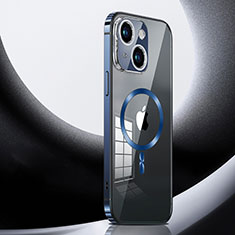 Luxury Metal Frame and Plastic Back Cover Case with Mag-Safe Magnetic LK3 for Apple iPhone 13 Blue